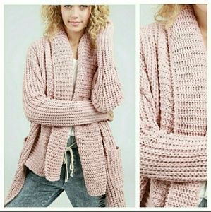 Dusty pink chenille shawl cardi